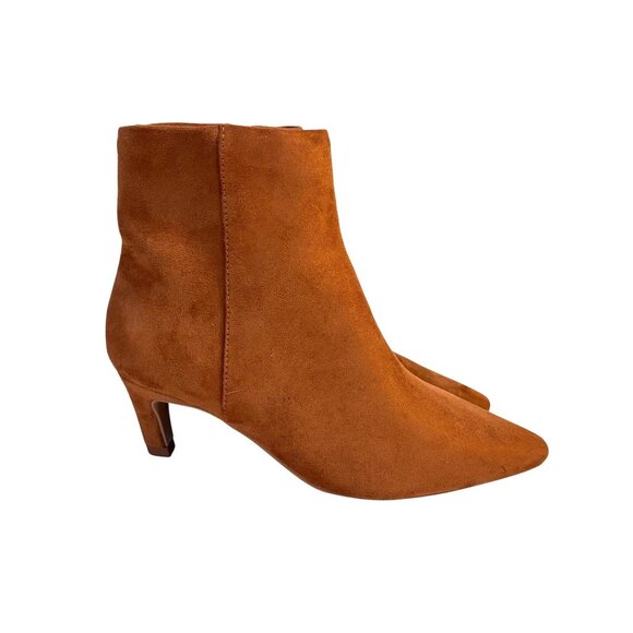 Universal Thread Taylor Tan Faux Suede Pointed Toe Ankle Boots Zipper Size 7 - Picture 1 of 9